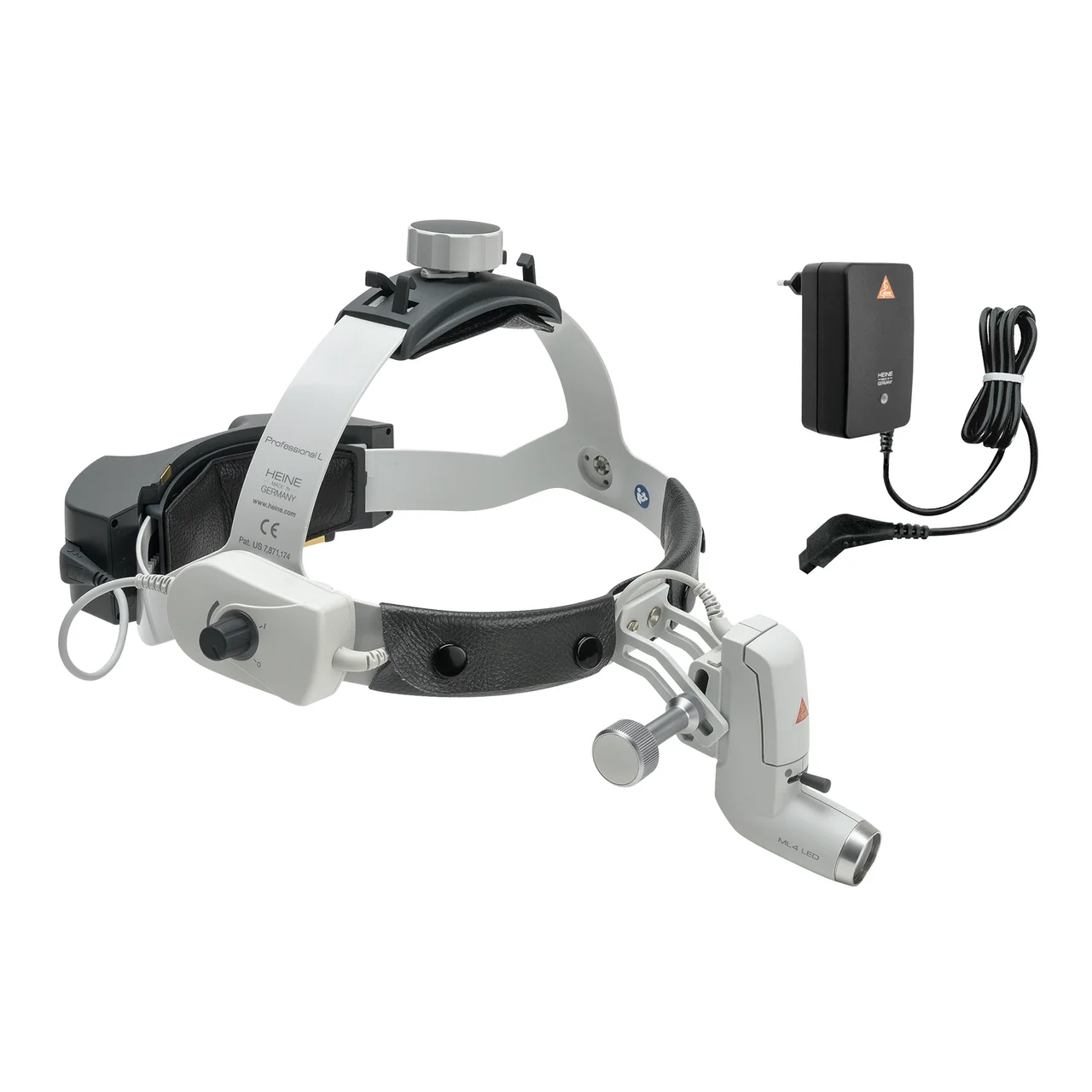 Lampa czołowa HEINE ML4 LED na opasce Professional L z zasilaczem