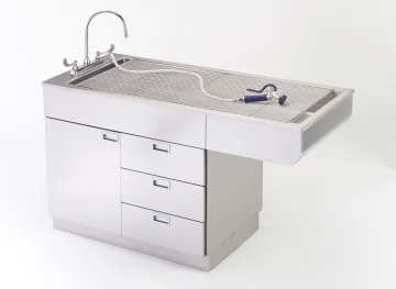 Wanno-stół Shor-Line na szafce ze stali nierdzewnej (producent używa tego samego zdjęcia co dla wersji laminowanej)