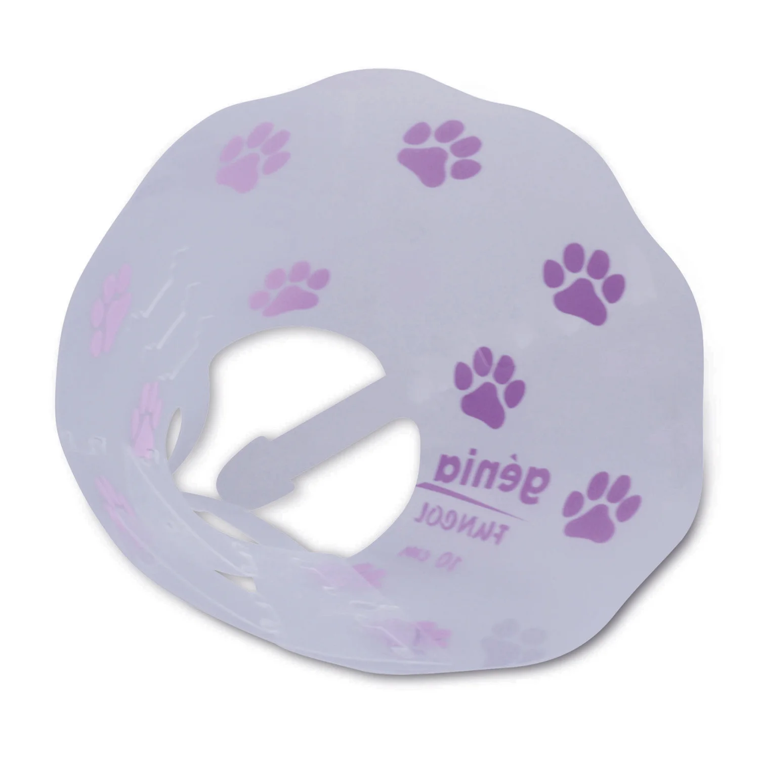 FUNCOL 10 cm Kołnierz ochronny FUNCOL 10 cm w kolorze fioletowy z nadrukiem łapek