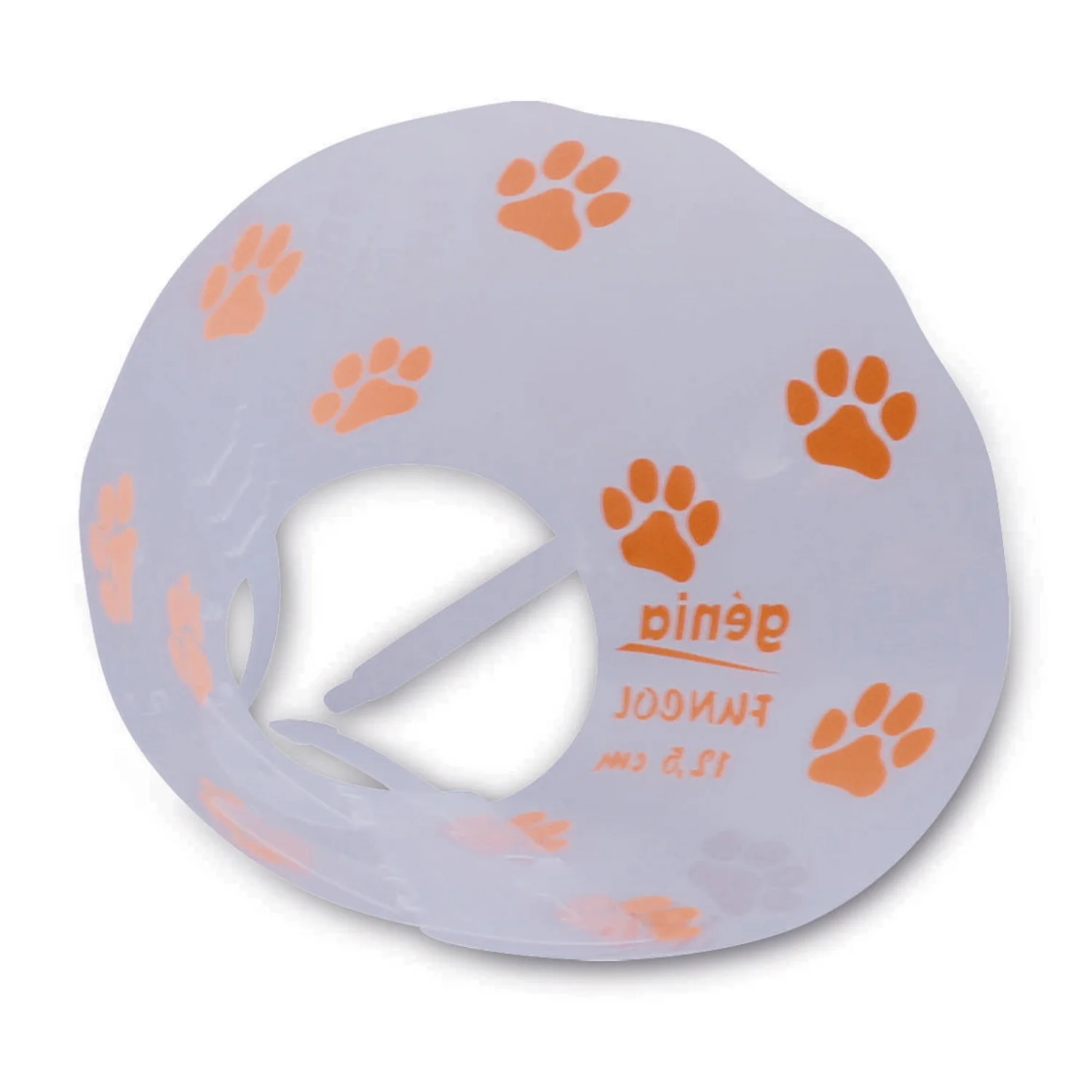 FUNCOL 12,5 cm Kołnierz ochronny FUNCOL 12,5 cm w kolorze pomarańczowy z nadrukiem łapek