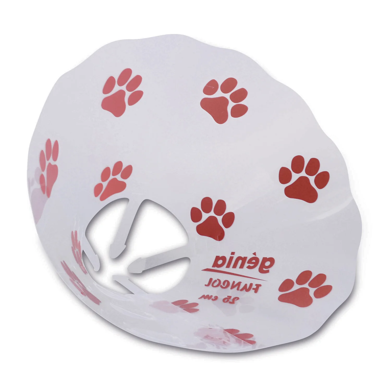 FUNCOL 25 cm Kołnierz ochronny FUNCOL 25 cm w kolorze czerwony z nadrukiem łapek